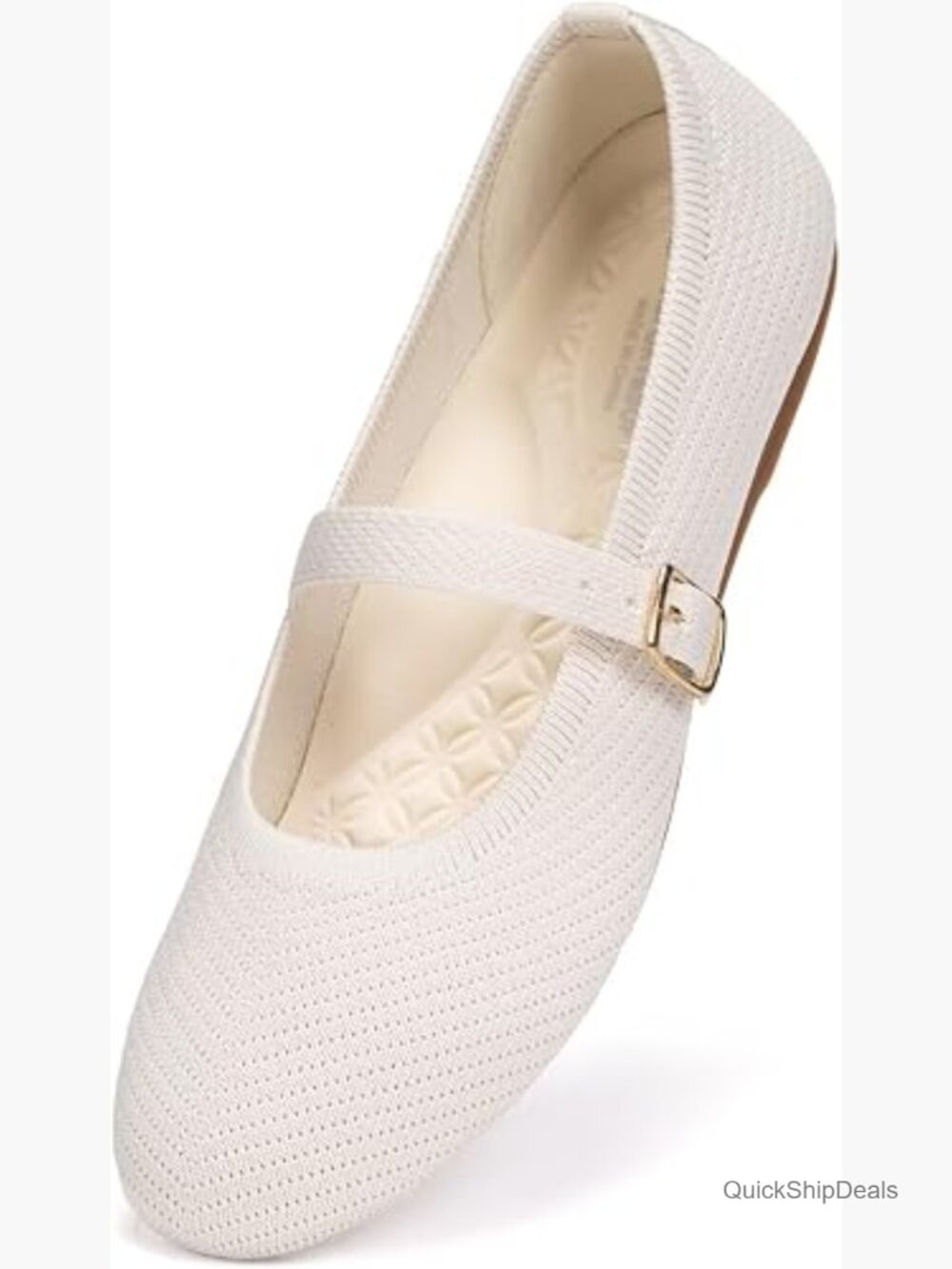 Women's Ballet Flats Breathable Knitted Washable Slip On Round Toe Work Shoes